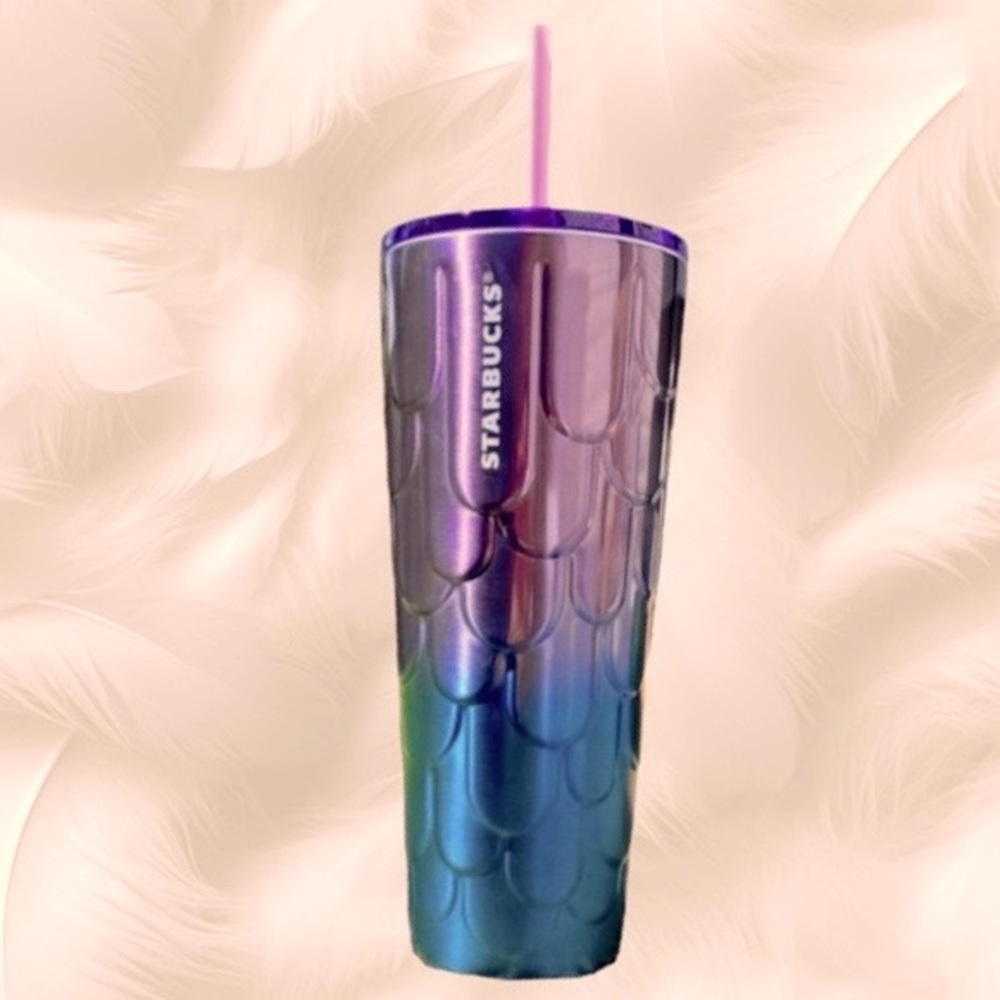 Starbucks Twilight Mermaid Scale Embossed Ombré Purple Teal Tumbler